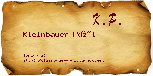 Kleinbauer Pál névjegykártya
